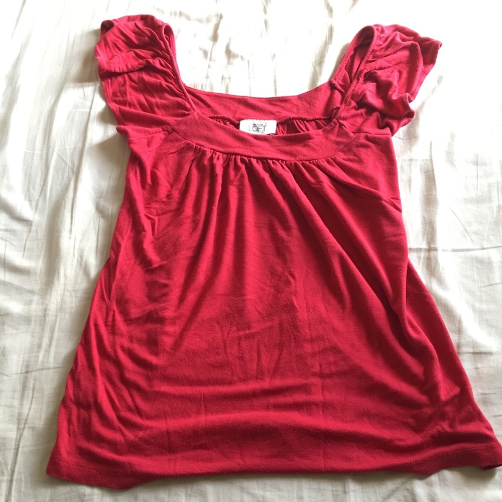 Ann Taylor Loft solid color top red